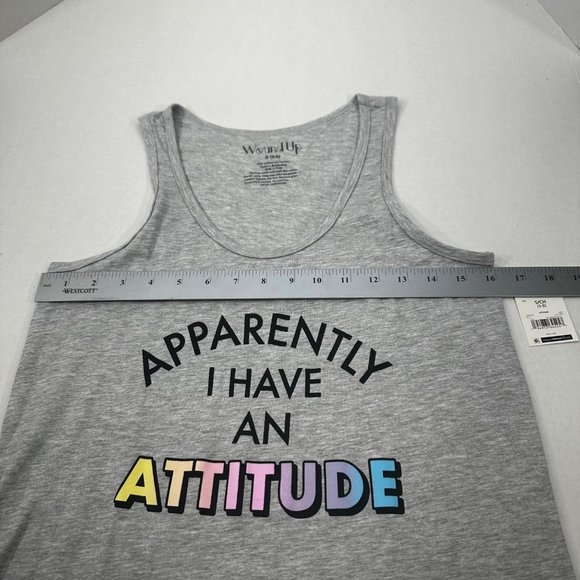 Wound Up Women's Size Small 3-5 Tank Top Apparently I Have An Attitude Gray New - Picture 6 of 9
